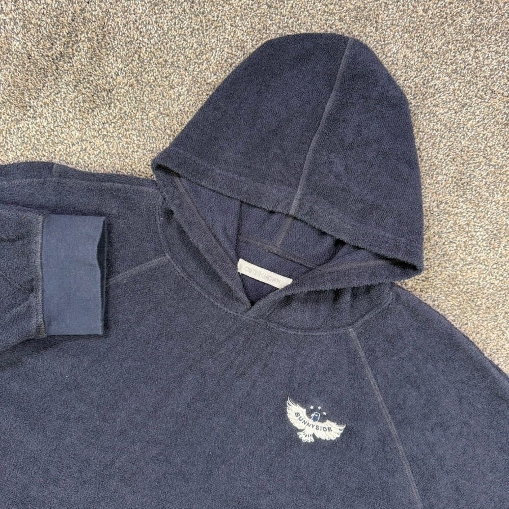 Outerknown Hightide Hoodie Mens XXL Navy Terry Cloth Sunnyside Eagle Pullover